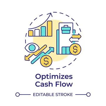 Optimizes cash flow multi color concept icon Stock Illustration