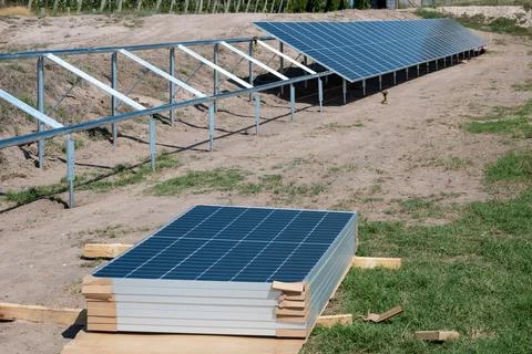 Optimizing Agricultural Production with the Installation of Solar Panels fo.. Stock Photos