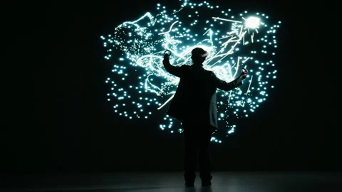 Optimizing AI neural network, virtual reality simulation and programmer Stock Footage 329945112