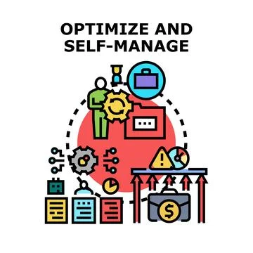 Optimizing and self managing business processes for growth Stock Illustration