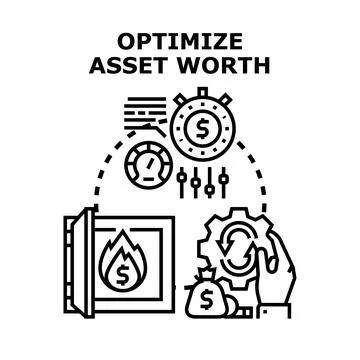 Optimizing assets worth for financial management strategy Stock Illustration