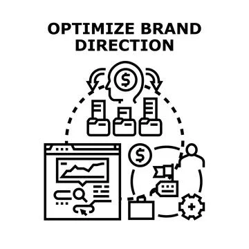 Optimizing brand direction strategy development concept Stock Illustration