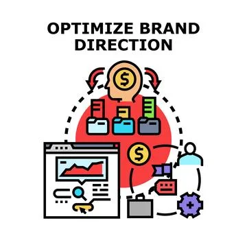 Optimizing brand direction strategy development concept Stock Illustration