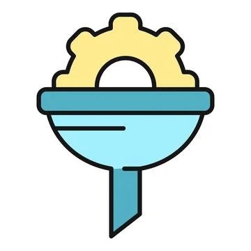 Optimizing business process funnel with gear settings icon Stock Illustration