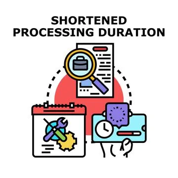 Optimizing business process for shortened duration concept Illustrazione stock