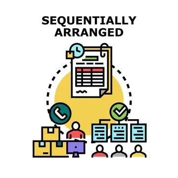 Optimizing business process workflow with sequential arrangement Stock Illustration