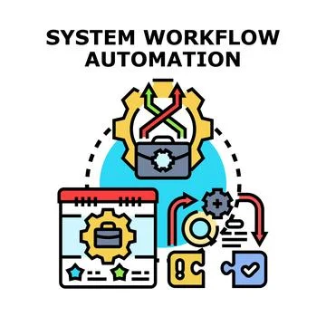 Optimizing business processes with automated workflow system Stock Illustration