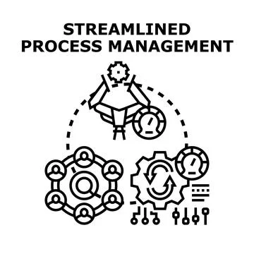 Optimizing business processes with streamlined management and teamwork Illustrazione stock