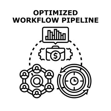 Optimizing business workflow pipeline managing project tasks Stock Illustration