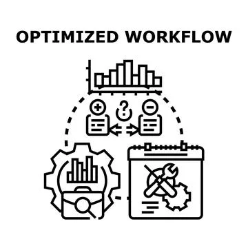 Optimizing business workflow process efficiency and management Stock Illustration
