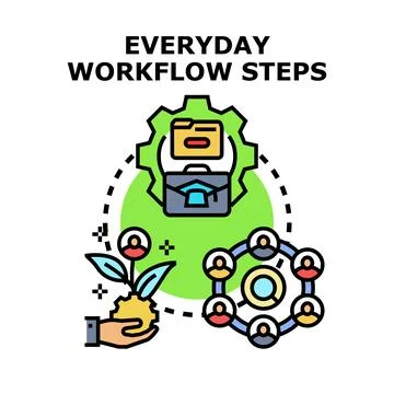 Optimizing business workflow steps for team collaboration Stock-Illustration