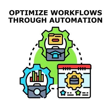 Optimizing business workflows through smart automation process Stock Illustration