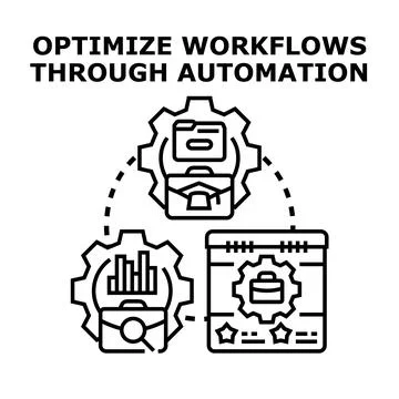 Optimizing business workflows through smart automation process Stock Illustration