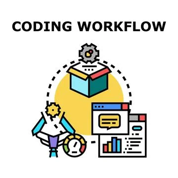 Optimizing coding workflow development and deployment process Stock Illustration