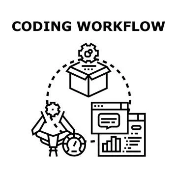 Optimizing coding workflow development and deployment process Stock Illustration