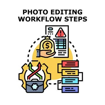 Optimizing content editing workflow steps and process Illustrazione stock