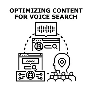 Optimizing content for voice search vector concept Stock Illustration