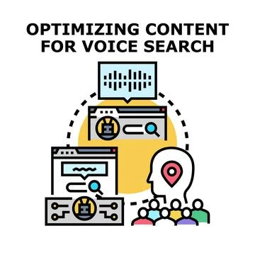 Optimizing content for voice search vector concept Stock Illustration