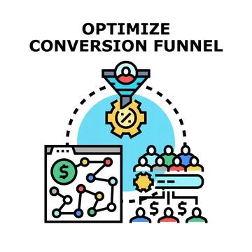 Optimizing conversion funnel with digital marketing strategy Stock Illustration