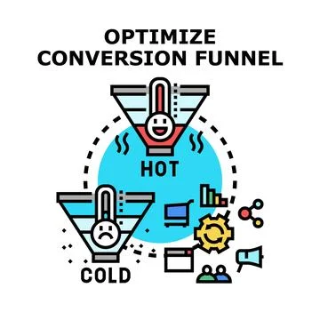 Optimizing conversion funnel strategy for digital marketing Stock Illustration