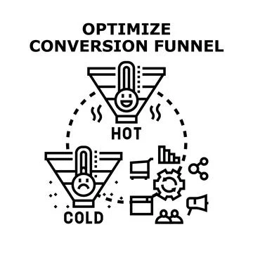 Optimizing conversion funnel strategy for digital marketing Stock Illustration