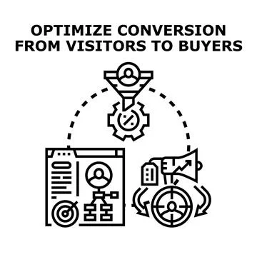 Optimizing conversion funnel transforming visitors into buyers Stock Illustration