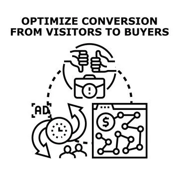 Optimizing conversion rate from website visitors to buyers Stock Illustration