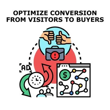 Optimizing conversion rate from website visitors to buyers Stock Illustration