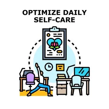 Optimizing daily self care routine with health management Stock Illustration