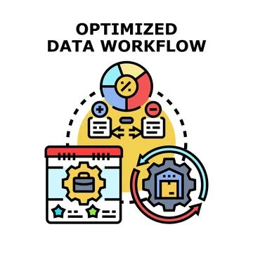 Optimizing data workflow for business management and process automation Stock Illustration