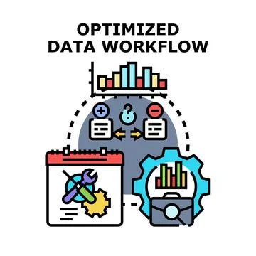 Optimizing data workflow process and analysis Stock Illustration