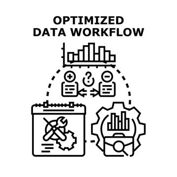 Optimizing data workflow process and analysis Stock Illustration