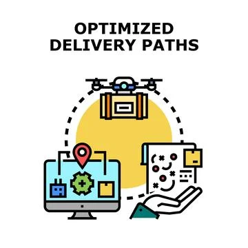 Optimizing delivery paths with drone logistics technology Stock Illustration