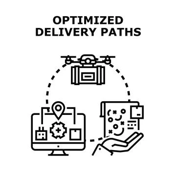 Optimizing delivery paths with drone logistics technology Stock Illustration
