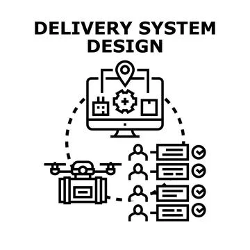 Optimizing delivery system design and logistics management Illustrazione stock