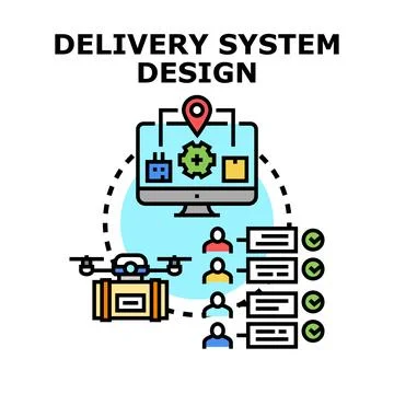 Optimizing delivery system design and logistics management Stock Illustration