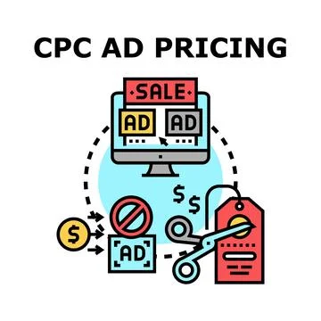 Optimizing digital advertisement cost per click pricing Stock Illustration
