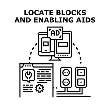 Optimizing digital experience by locating blocks and enabling aids Stock Illustration