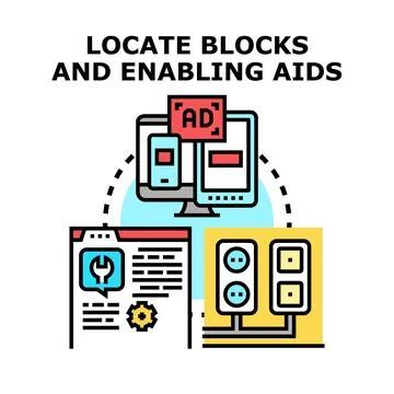 Optimizing digital experience by locating blocks and enabling aids Stock Illustration