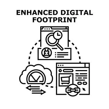 Optimizing digital footprint for online presence and data Illustrazione stock