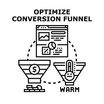 Optimizing digital marketing conversion funnel strategy Stock Illustration