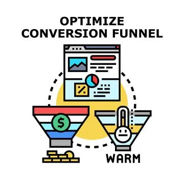 Optimizing digital marketing conversion funnel strategy 스톡 일러스트