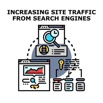 Optimizing digital marketing for website search engine traffic Stock Illustration