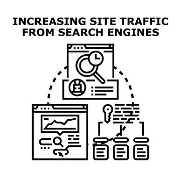 Optimizing digital marketing for website search engine traffic Stock Illustration