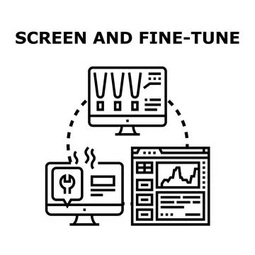 Optimizing digital processes with data analysis and fine tuning Stockillustratie