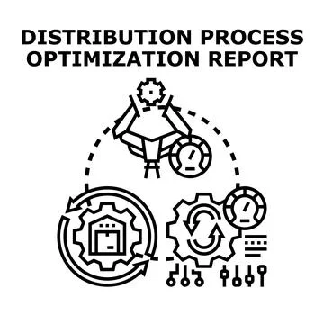 Optimizing distribution process and logistics report Illustrazione stock