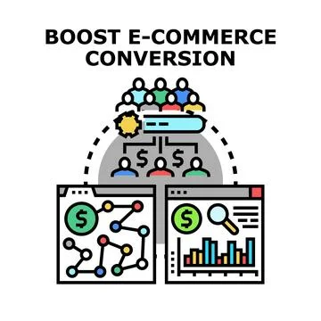 Optimizing e commerce conversion rate for business growth Stock Illustration