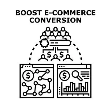 Optimizing e commerce conversion rate for business growth Stock Illustration