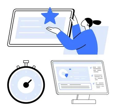 Optimizing Efficiency Business, Technology, and Time Management Solutions f.. Stock Illustration