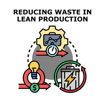 Optimizing efficiency in lean production reducing waste Stock Illustration